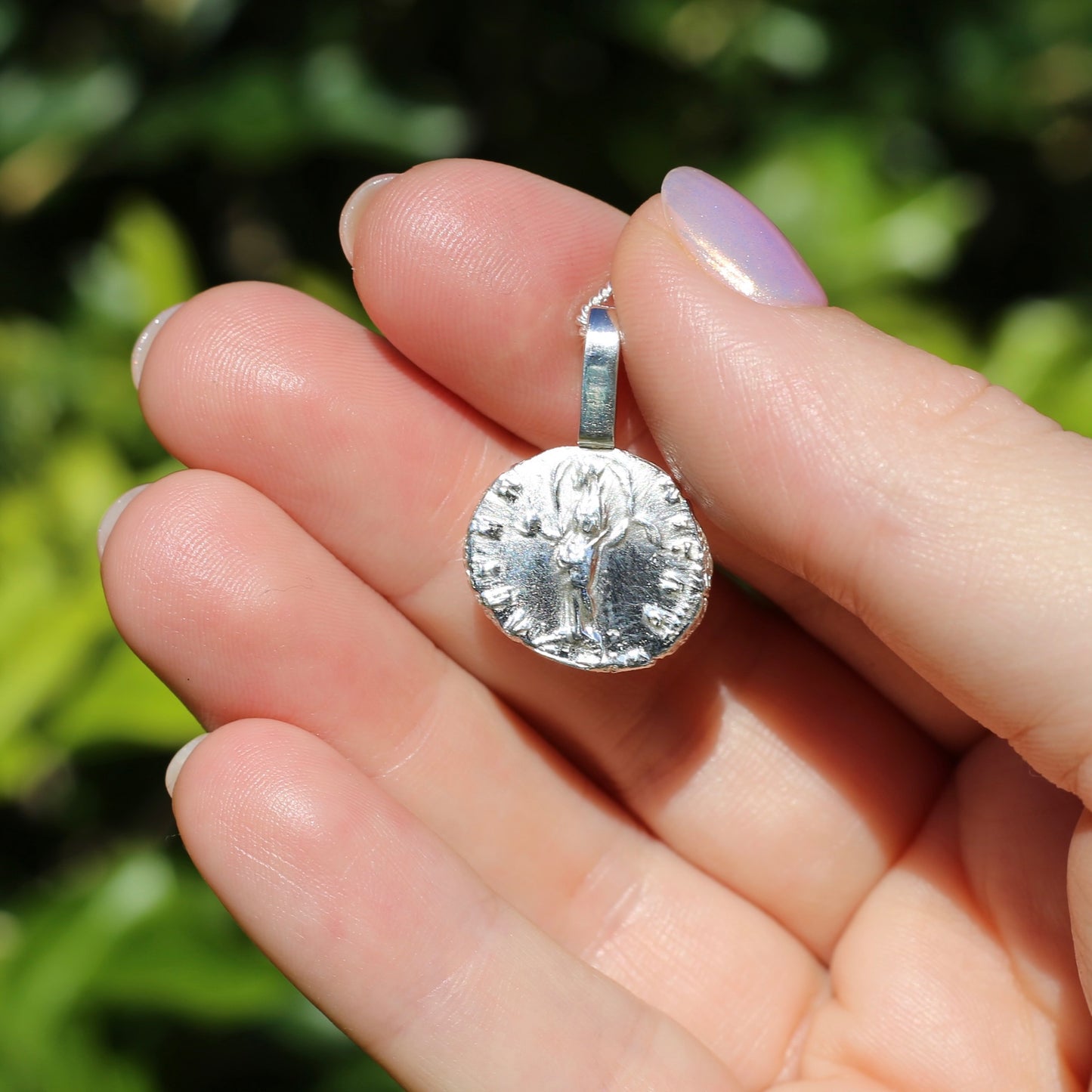 Eternity Pendant - Roman Goddess Aeternitas or Providentia, Cast From a 141-161AD Silver Denarius, avail in  Silver and Gold