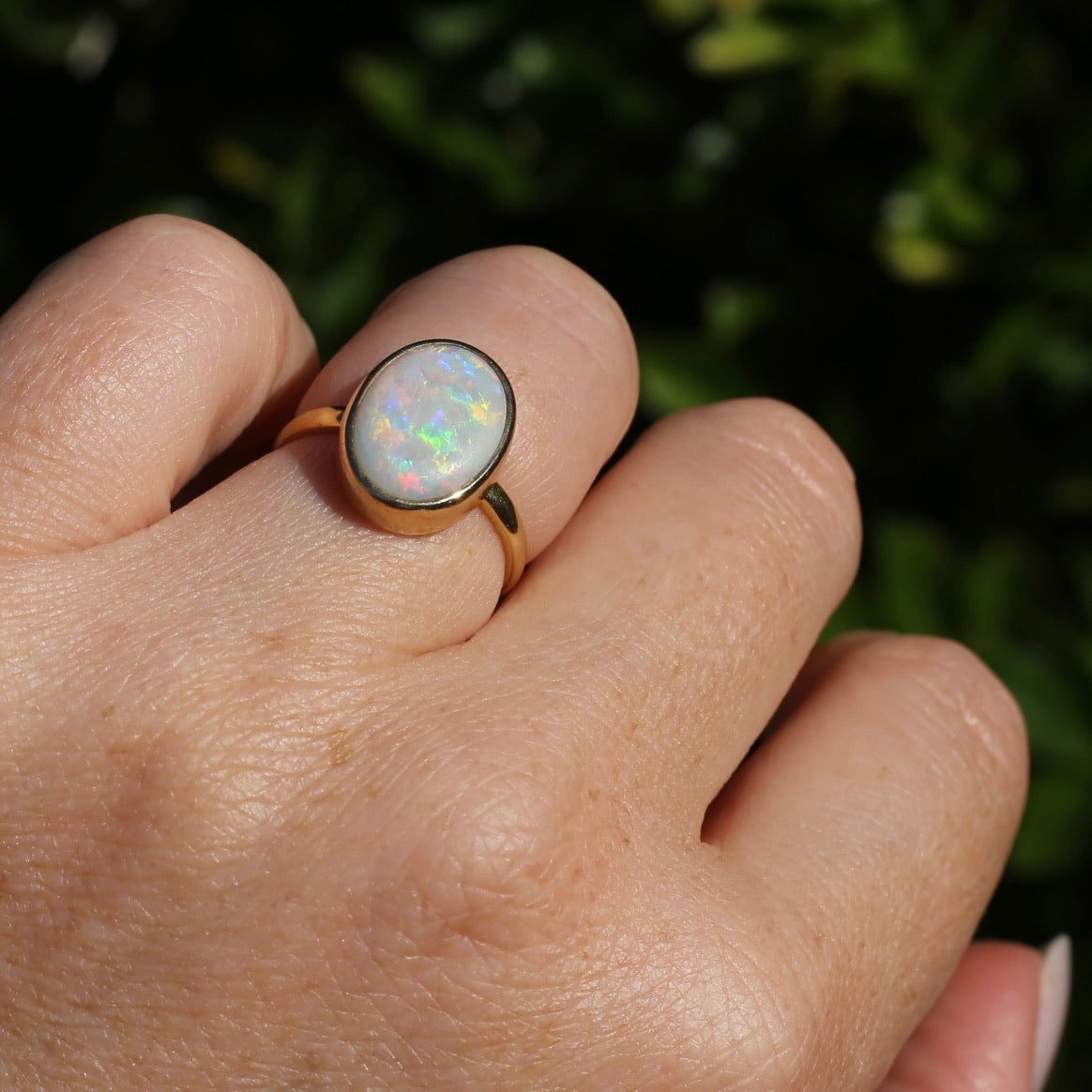 ON HOLD Early Australian Levinson Opal Ring, 18ct Yellow Gold, size N1/2 or 7