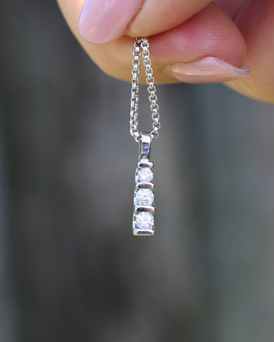 0.2ct Natural Diamond Trilogy Pendant, 9ct White Gold, 0.87g
