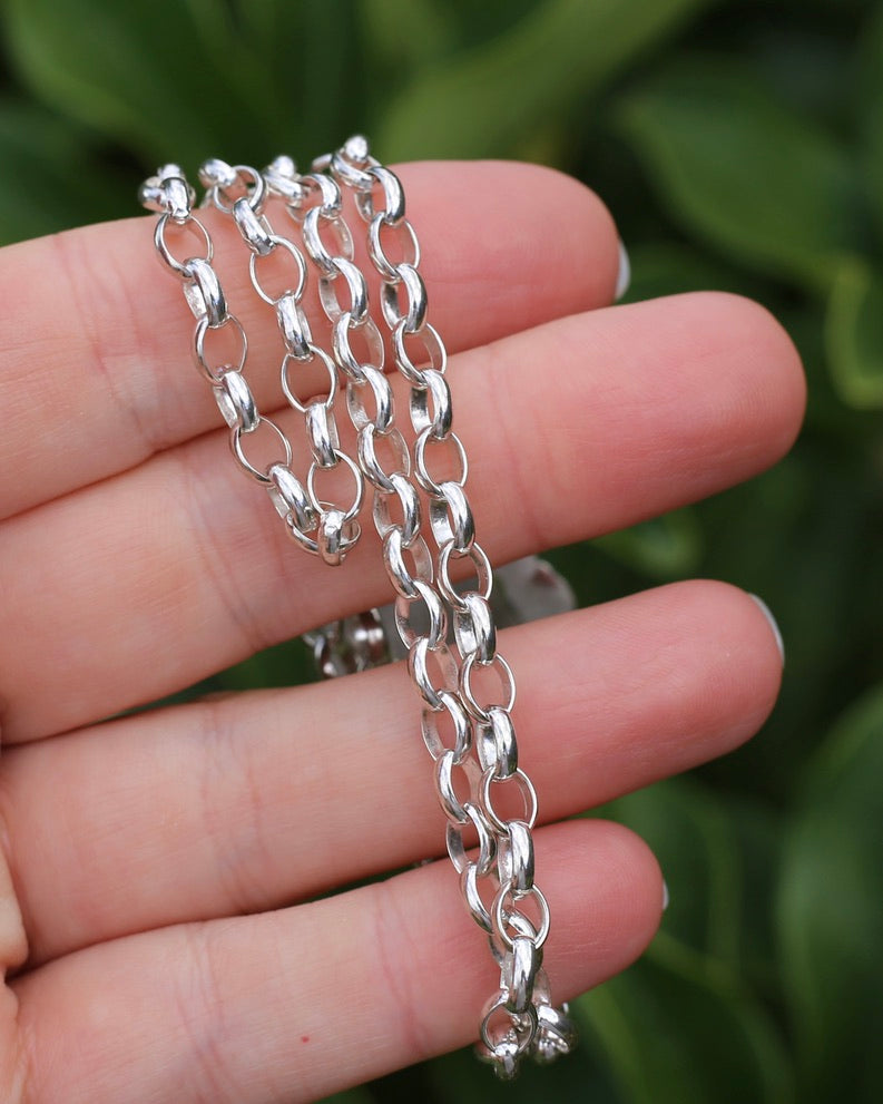 Vintage (likely Australian) Belcher Chain With Double Swivel Albert Clasps, T-bar and Fob, Sterling Silver, 47cm or 18.5 inches, 22.9g