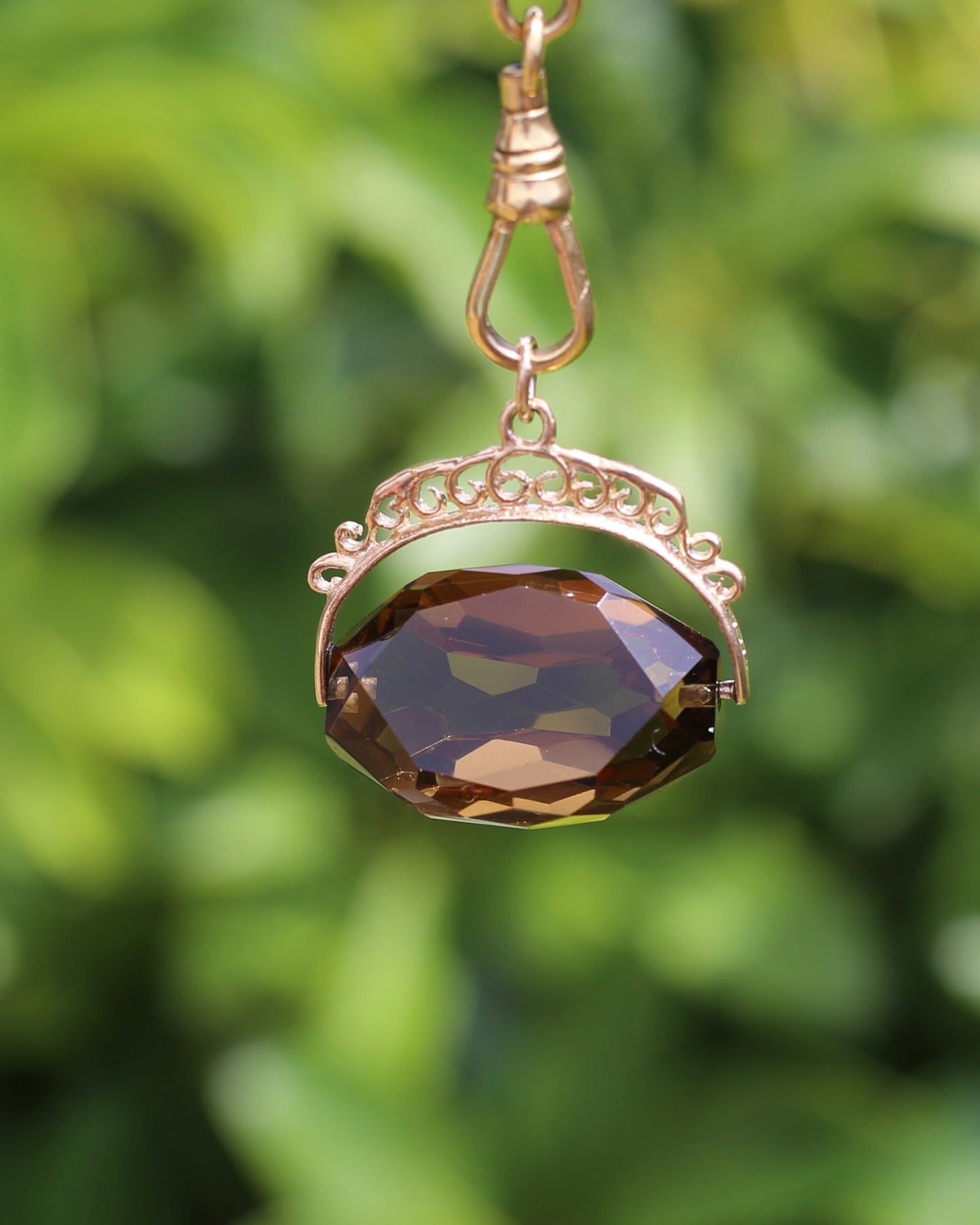 1975 Made Smoky Quartz Spinner Pendant, 9ct Yellow Gold, 8.99g