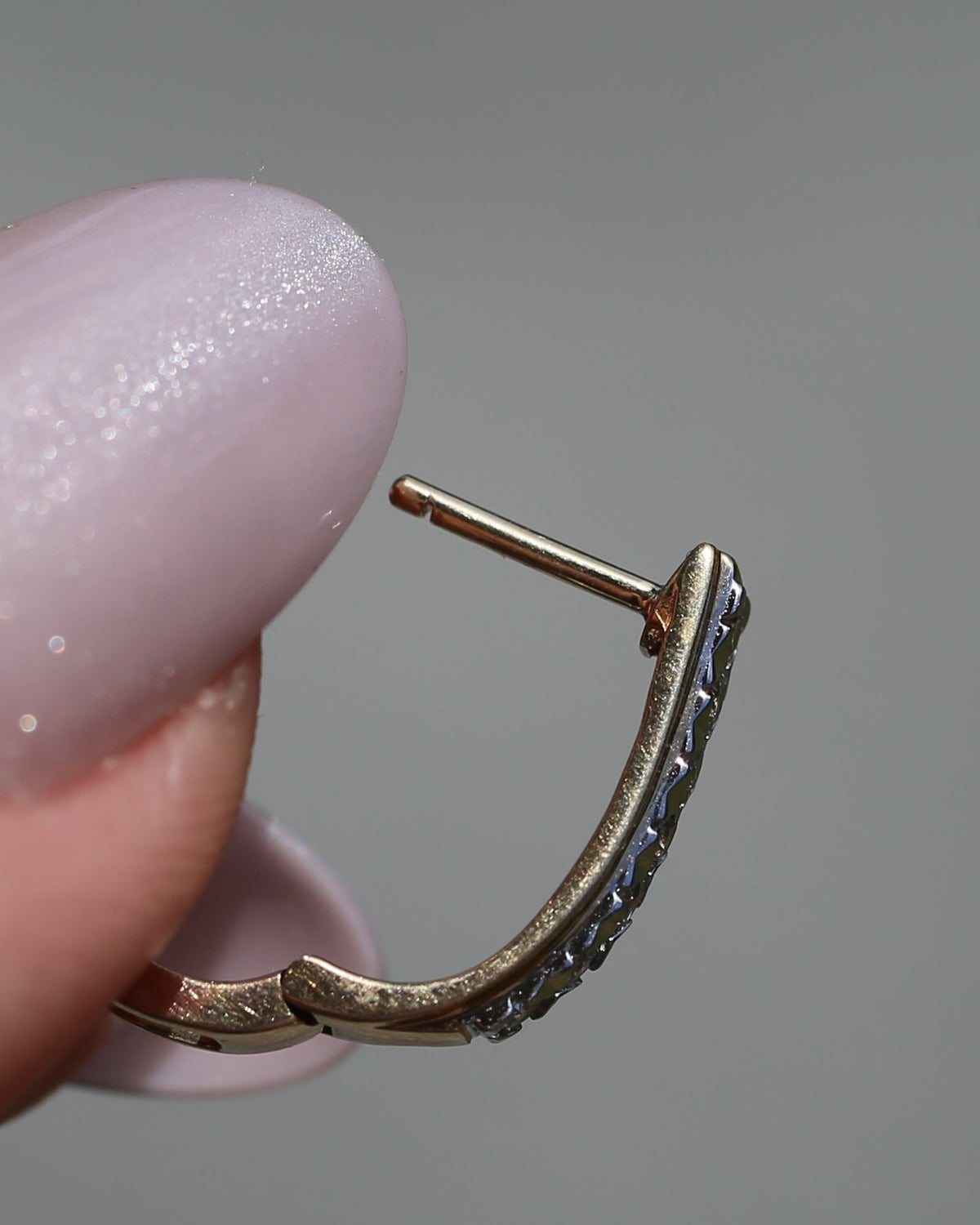 Mixed Metal Natural Diamond Huggies, 10ct Yellow and White Gold, 16 x 3.4mm, 2.45g