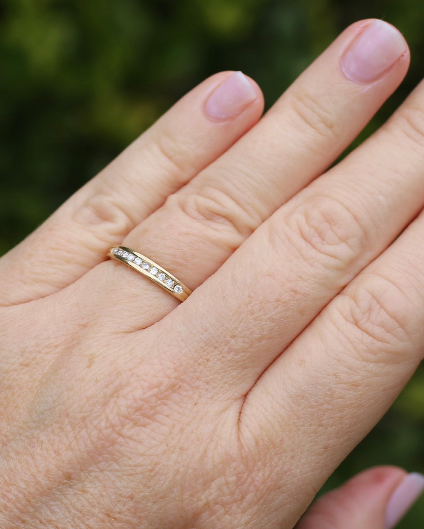 0.2ct Channel Set Natural Diamond Band, 9ct Yellow Gold, size P or just over 7.5, 1.78g