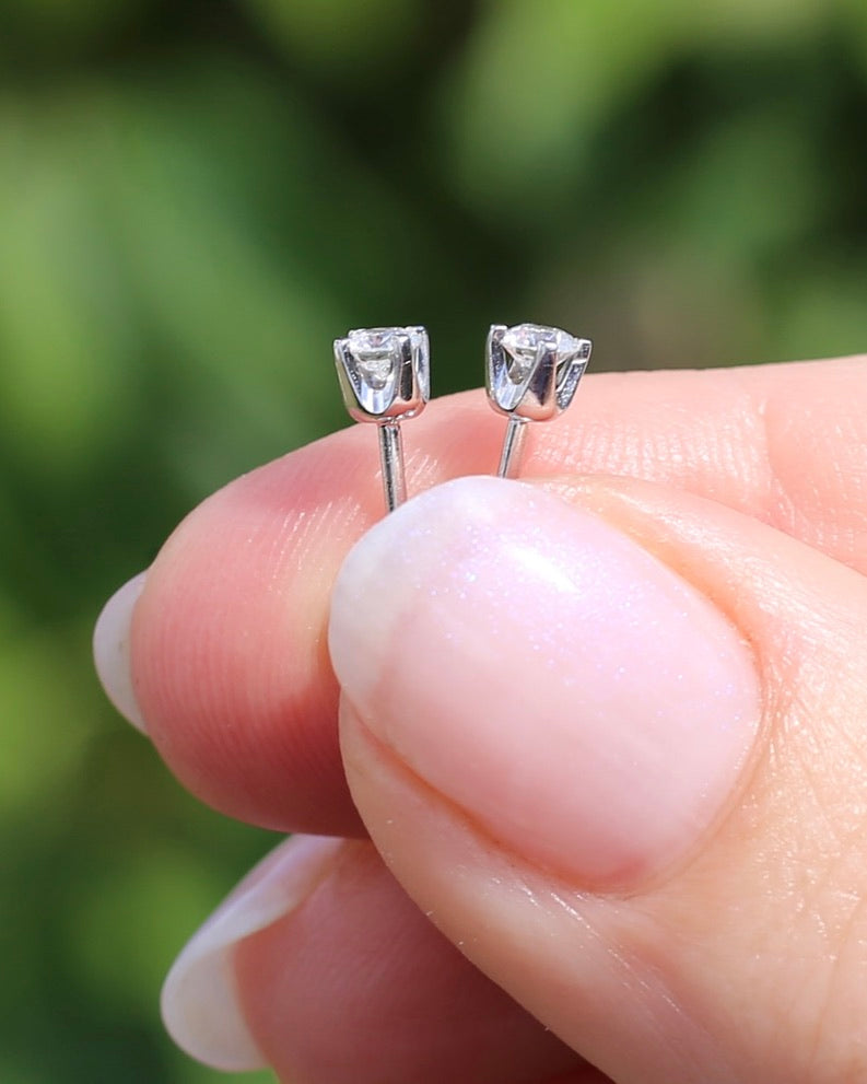 0.25ct TDW Diamond 4 Claw Studs, 9ct White Gold, 0.77g