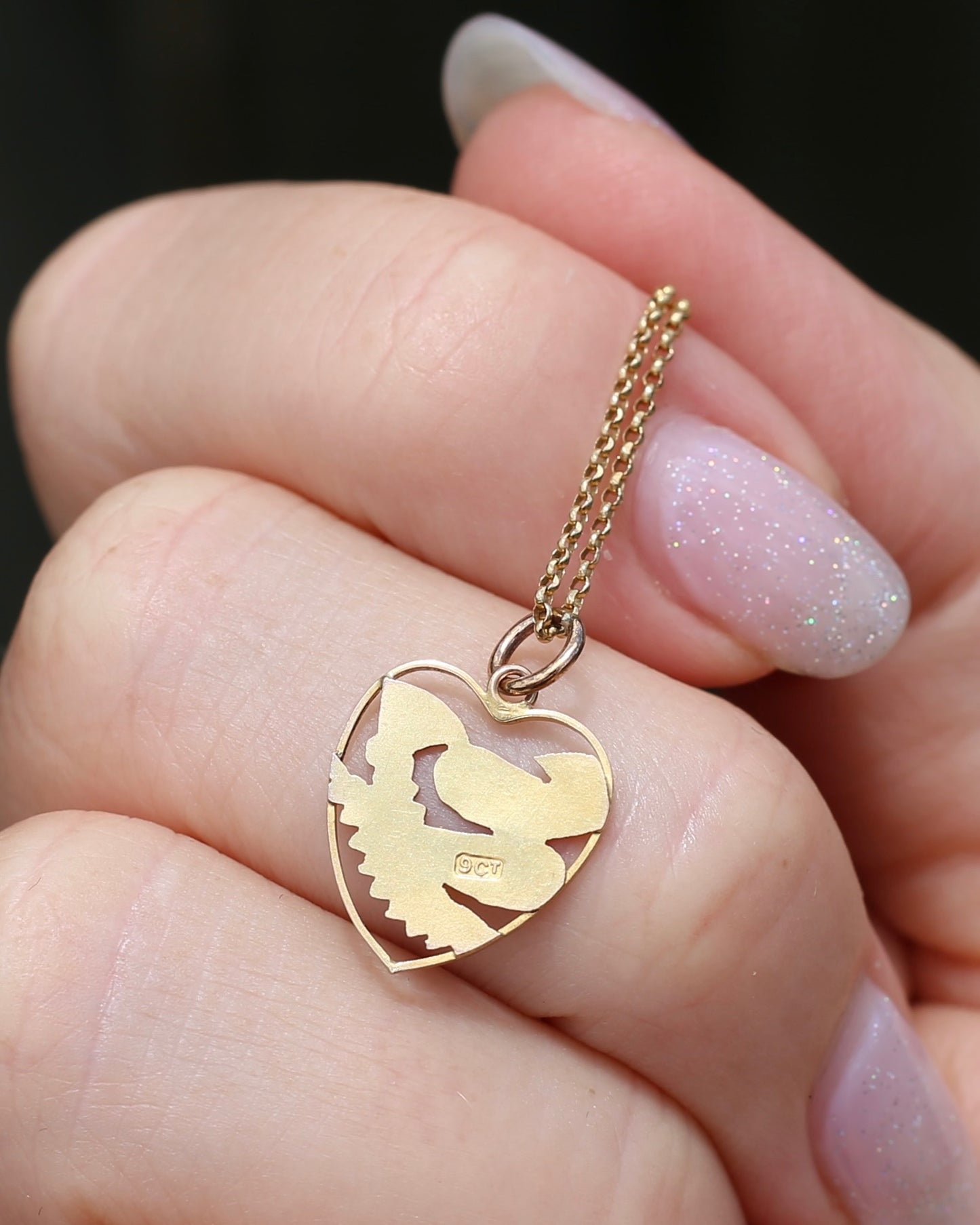 Vintique Scottish "Dinna Forget" Thistle Heart Shaped Pendant, 0.41g