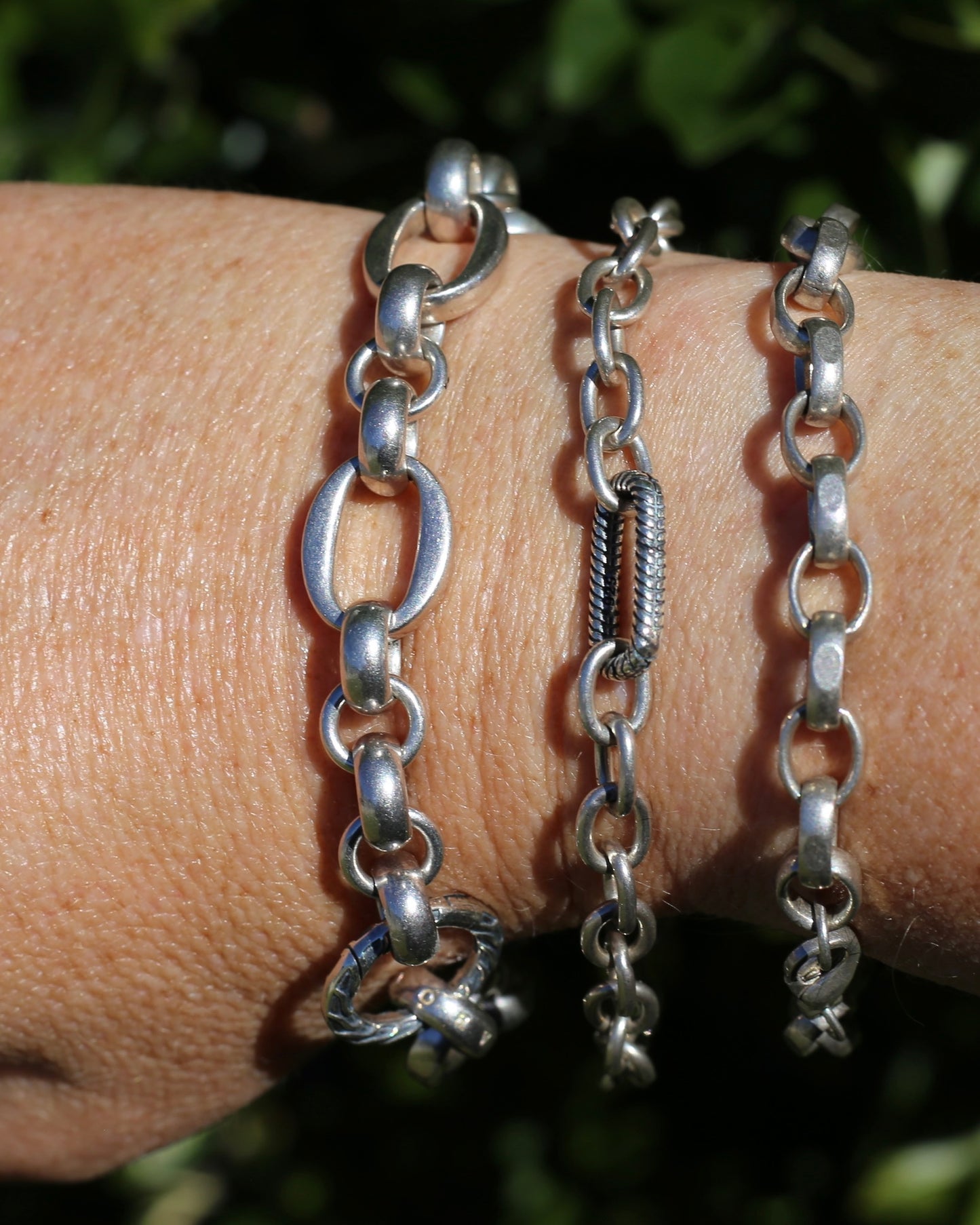 Flattened Faced Vintage Oval Silver Bracelet, 16.5g