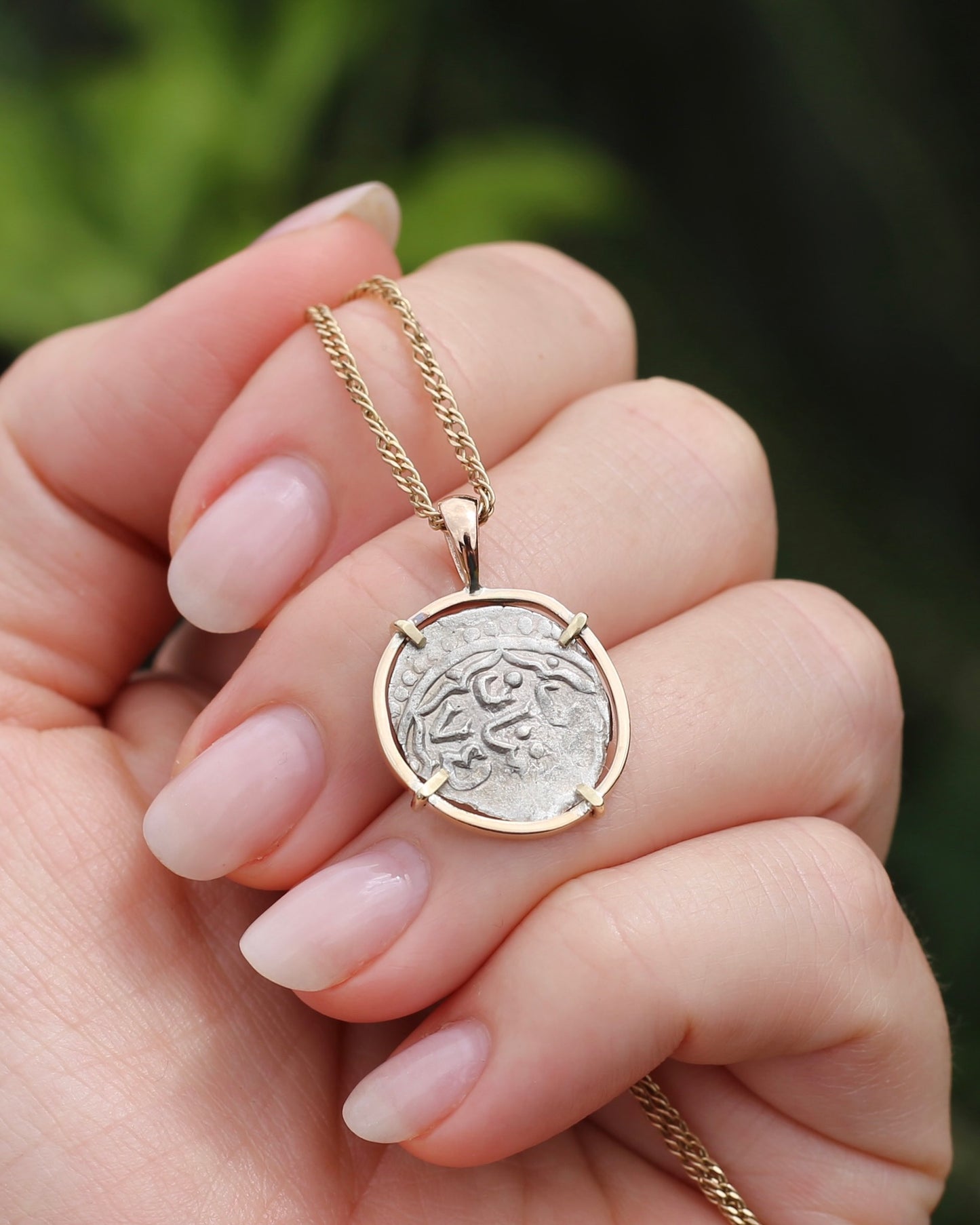 Handmade Gold Coin Frame, 4 claw, featuring Silver The Khan of the Golden Horde 1341-57AD Dirham