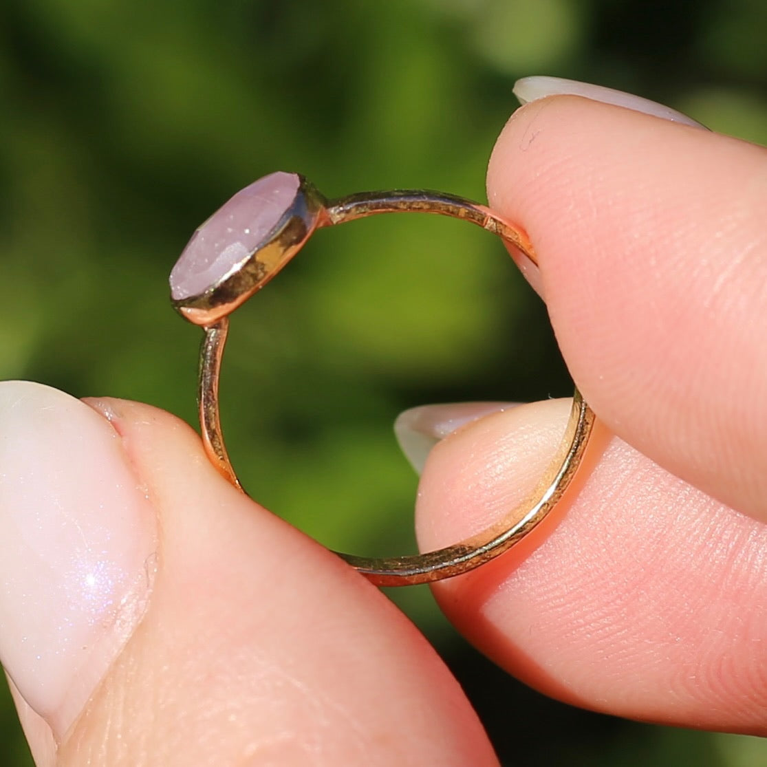 Rose Cut Pink Sapphire Ring, 14ct Rose Gold, size 6 or L1/2