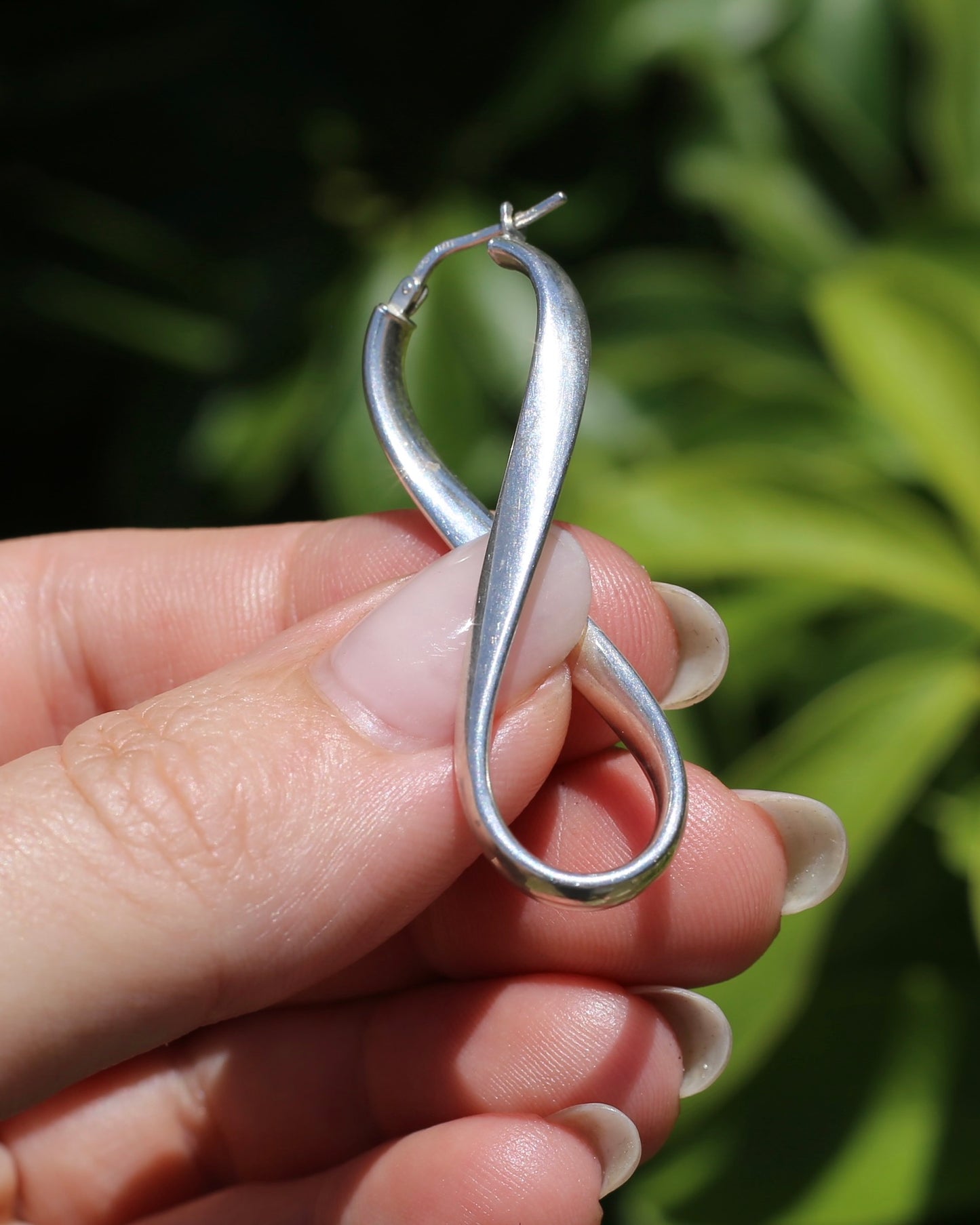 Italian Made Silver Hollow Infinity Hoop Earrings, Sterling Silver, 4.3g