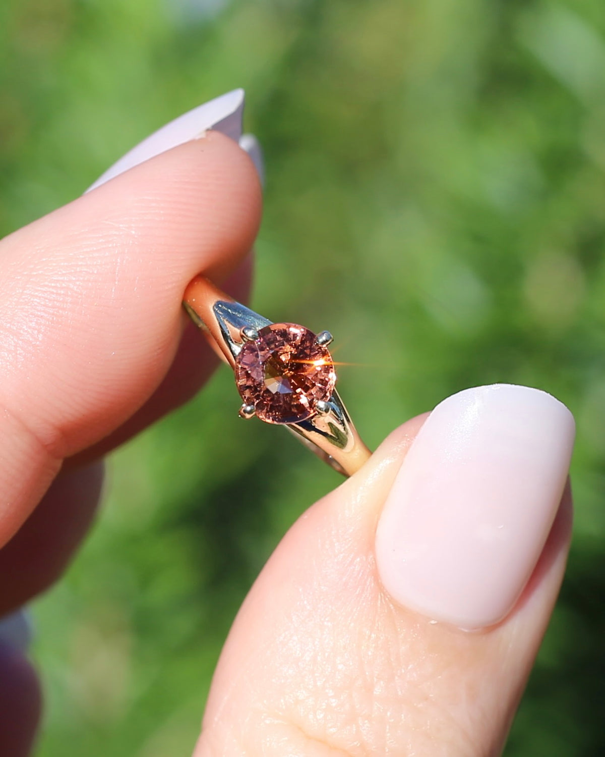 1.4ct Natural Peachy Orange Tourmaline Ring, 9ct Yellow Gold, size N1/2 or 7, 1.51g