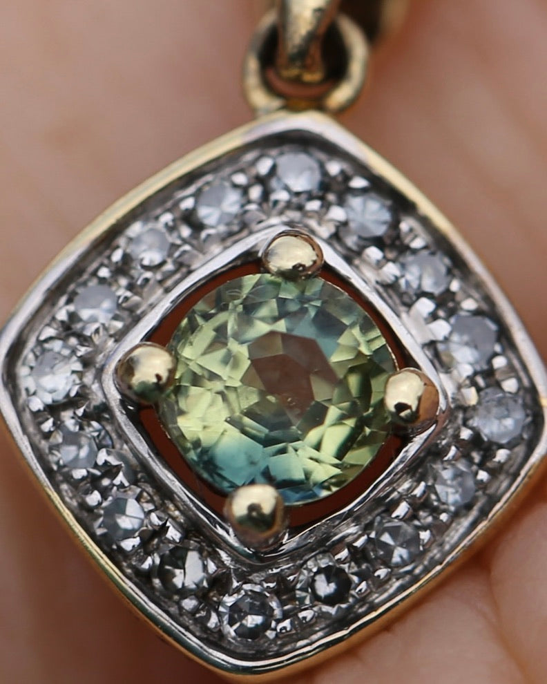 0.45ct Parti and Diamond Pendant, 9ct Yellow and White Gold, 0.9g
