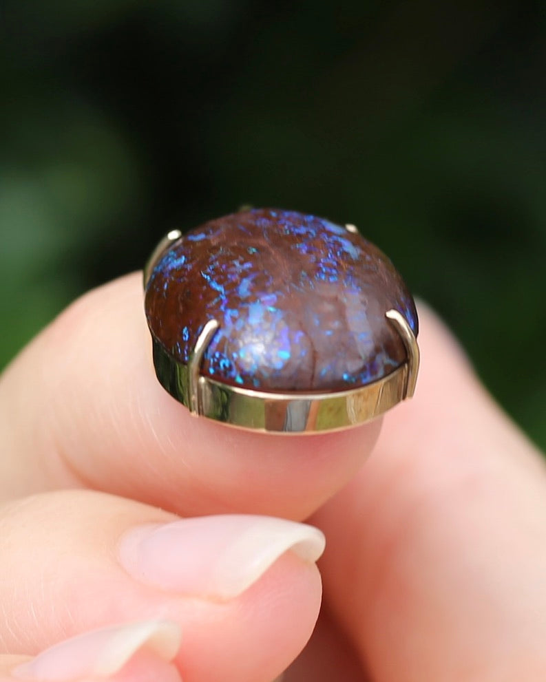 Australian Boulder Opal Pendant, 9ct Yellow Gold, 5.41g