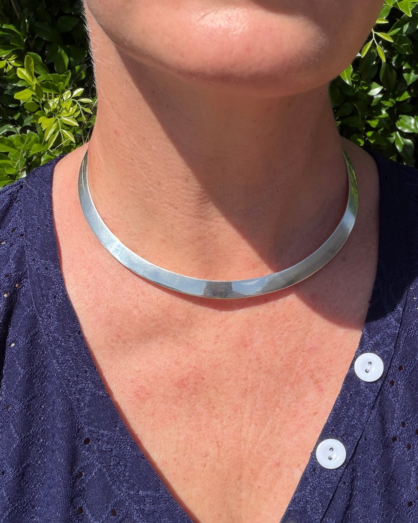 Vintage Silver Torque Collar, Sterling Silver, 21.06g