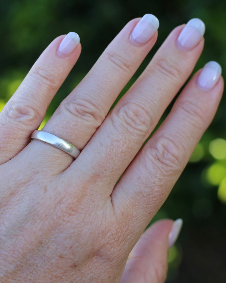 4mm Chunky Half Round Silver Band, Sterling Silver, Size Q or 8.25, 4.5g