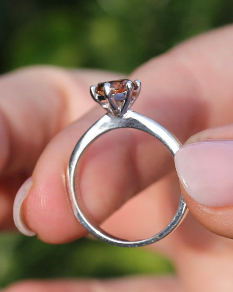 1.9ct Australian Zircon Solitaire, 6 claw set Sterling Silver, size P1/2 or 8, 3.0g