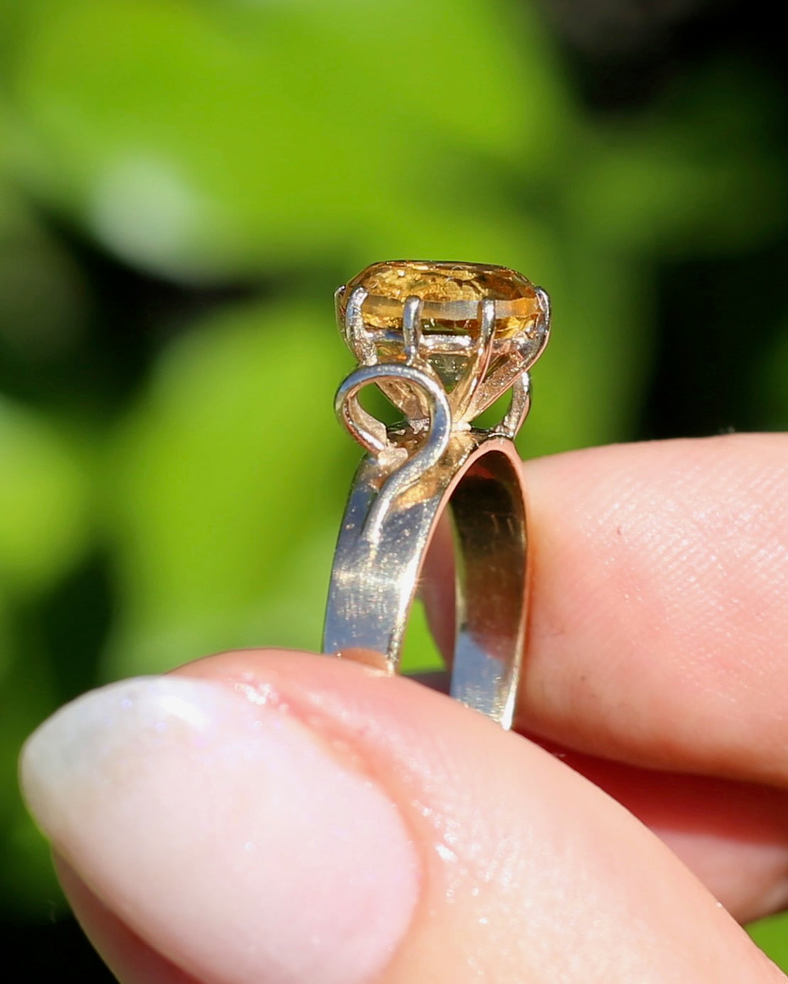 Vintage Hand Cut Oval Citrine Ring, 9ct Yellow Gold, size P or 7.5