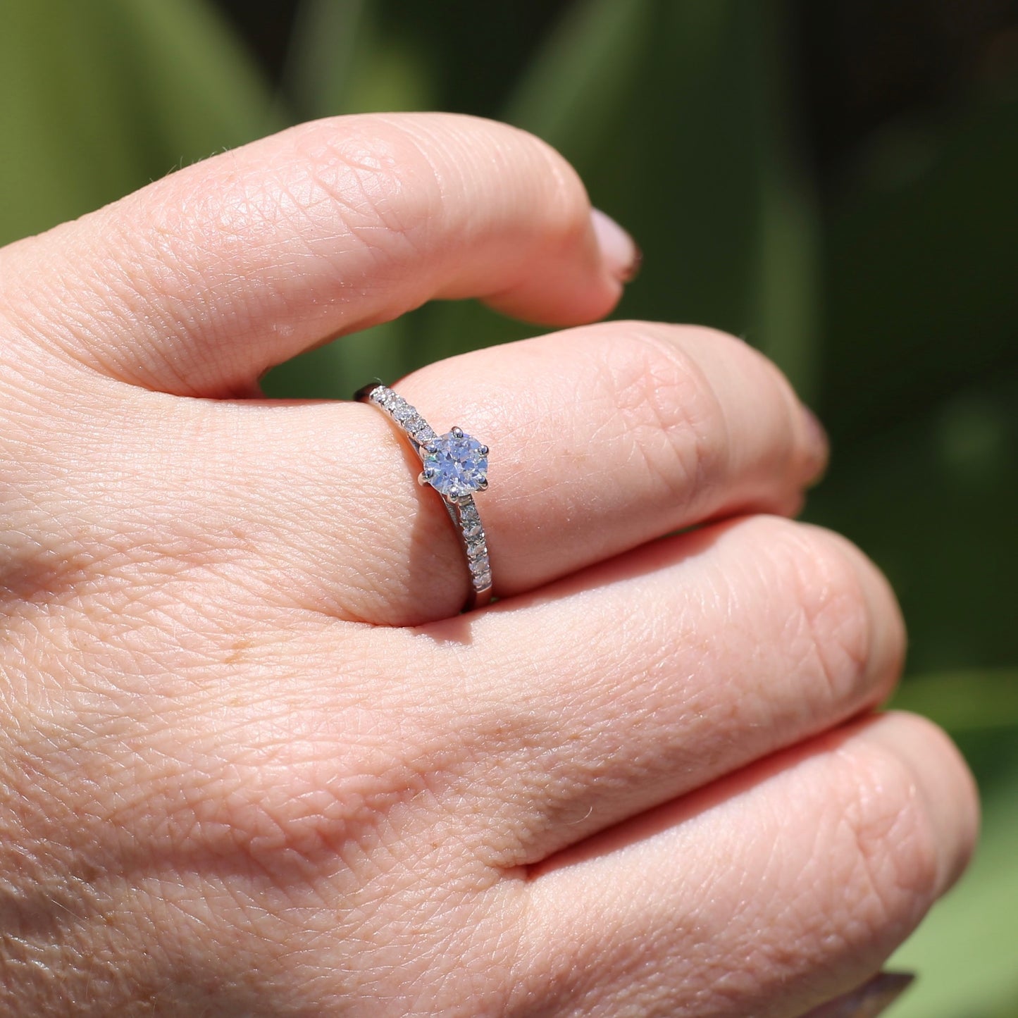 On hold Early Brilliant Cut 0.45ct Diamond Ring, with Grain Set Diamond Shoulders, 18ct White Gold, size 6.5 or M1/2