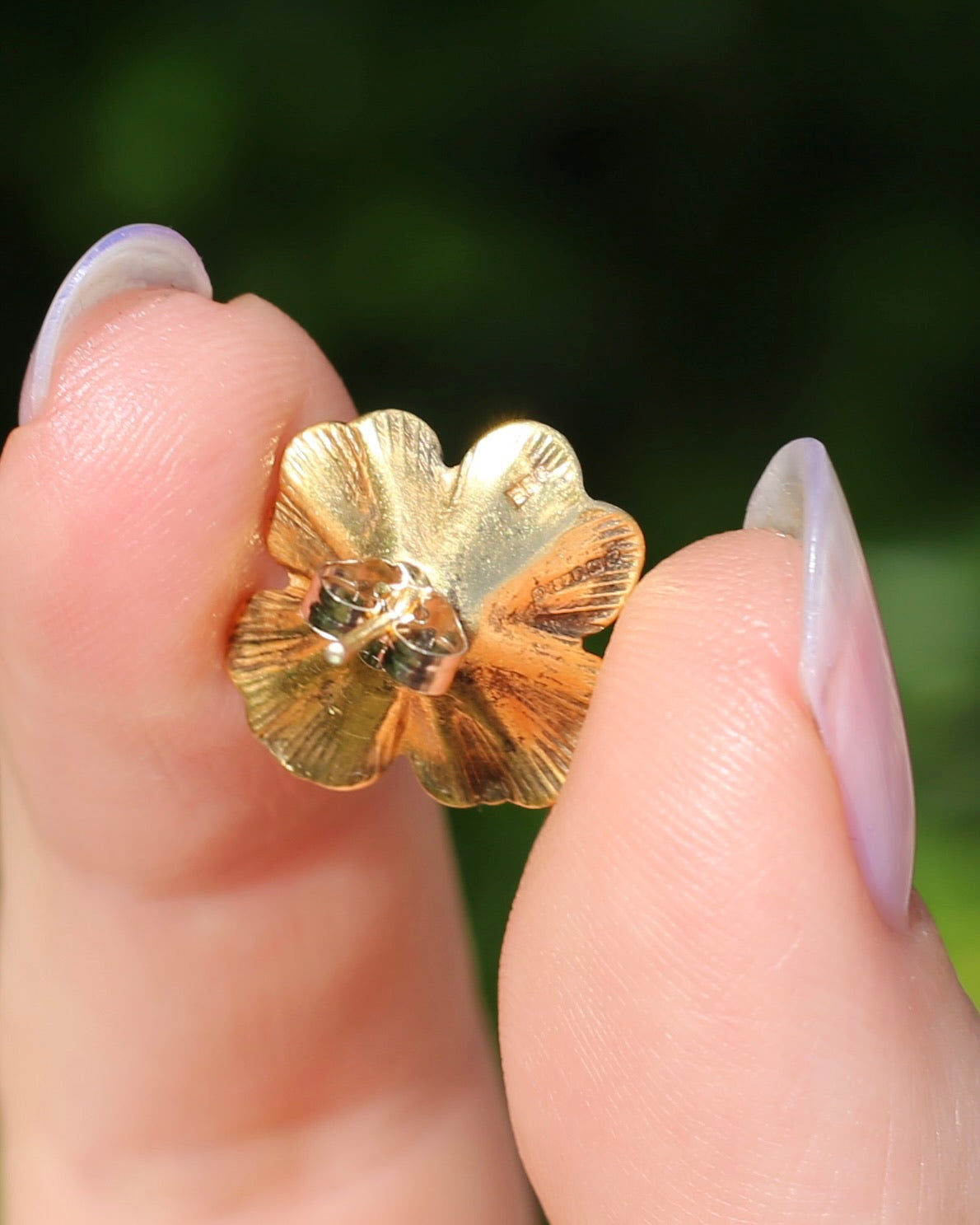 Vintage 1950s Large Floral Earring Studs, 9ct Gold (14K butterflies), Birmingham Made, 3.27g