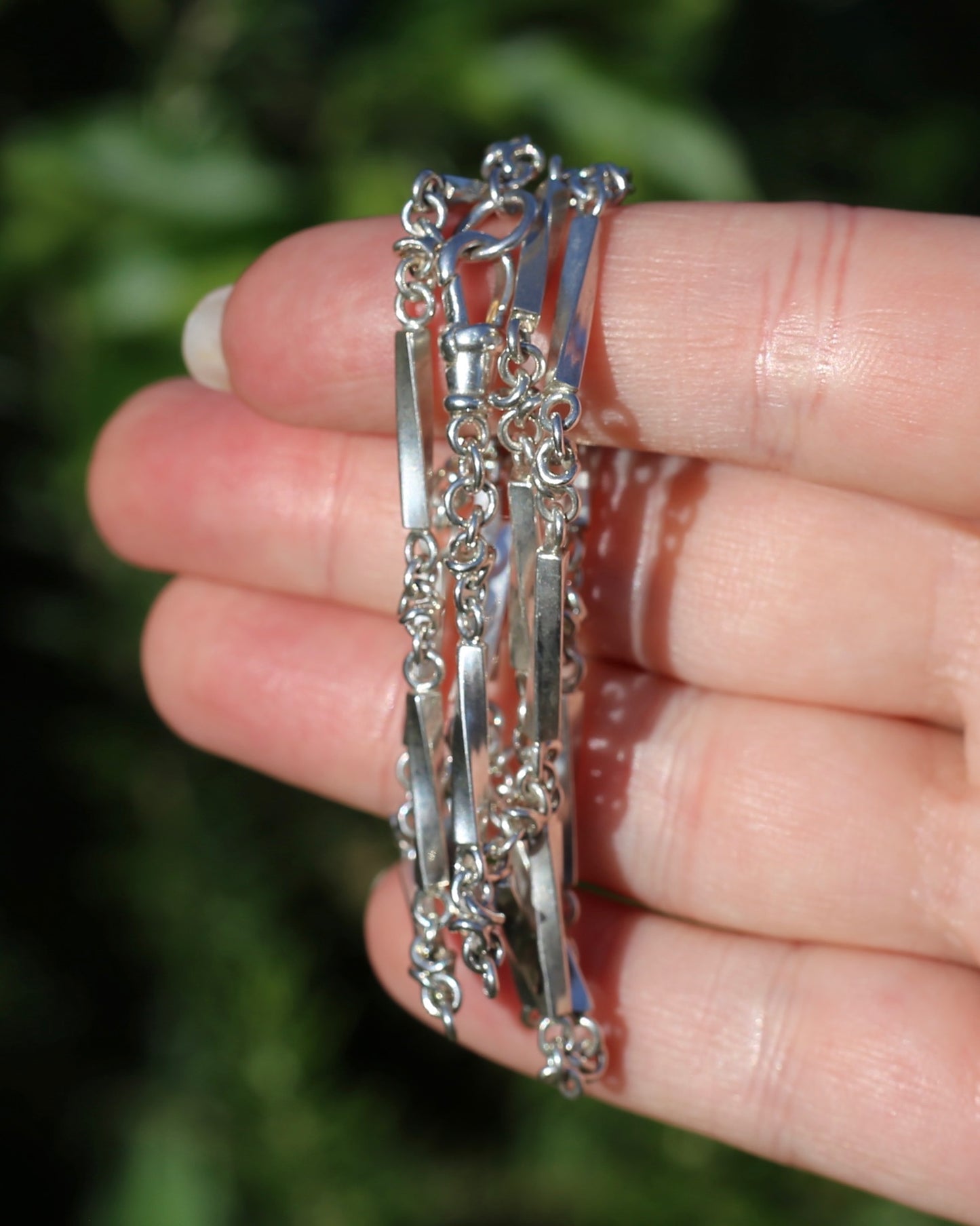 Vintage Silver Fancy Link Chain with Albert Clasp, 59cm or 23 inches, 21.6g