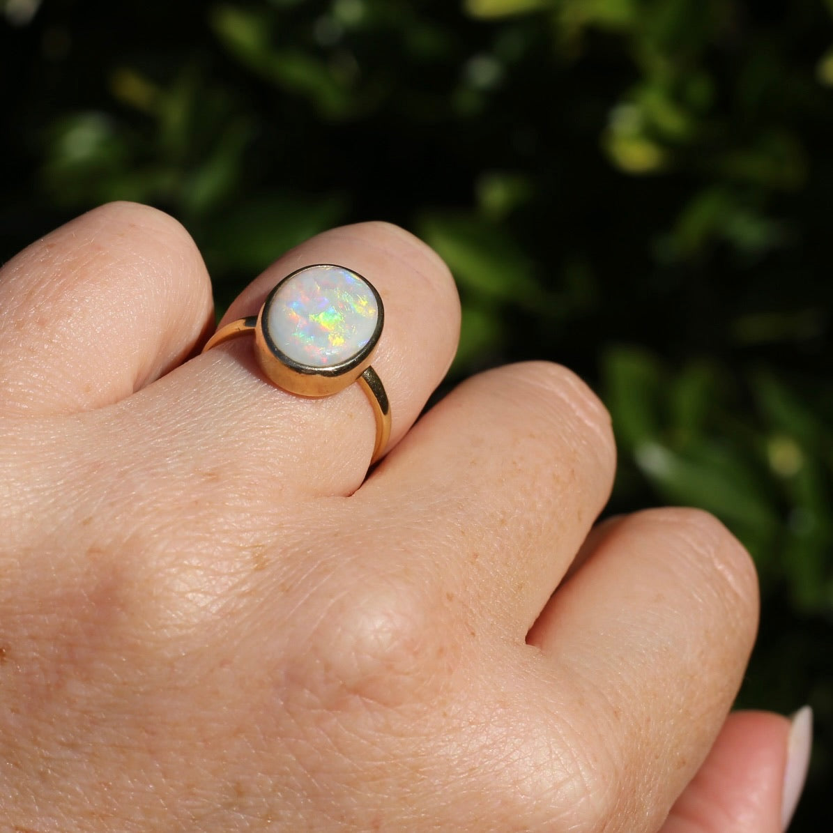 ON HOLD Early Australian Levinson Opal Ring, 18ct Yellow Gold, size N1/2 or 7