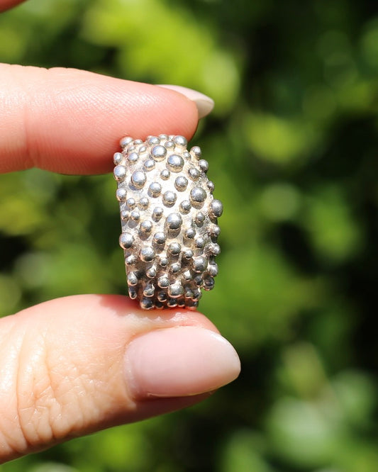 Vintage Textured Modernist Textured Chunky Silver Ring, 11.5g size T or 9.25
