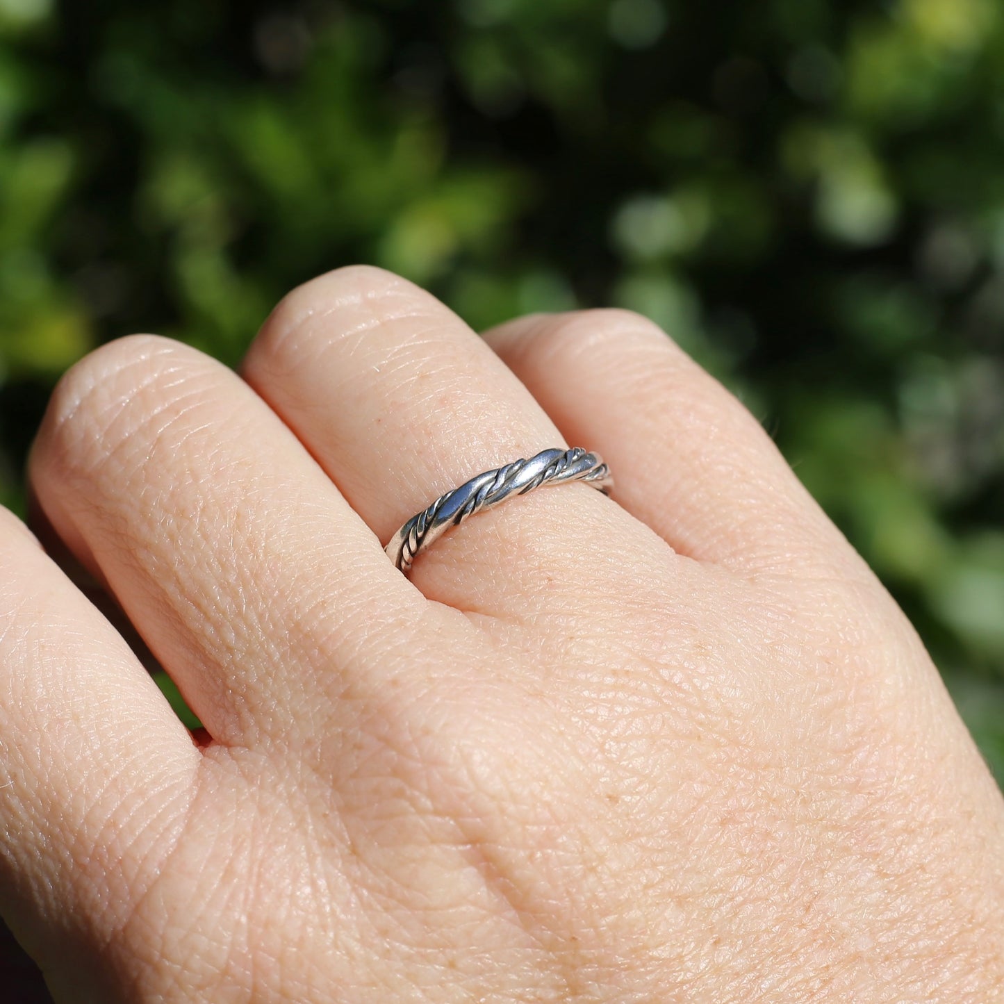 Twisted Rope Ring, Sterling Silver, size O or 7.25