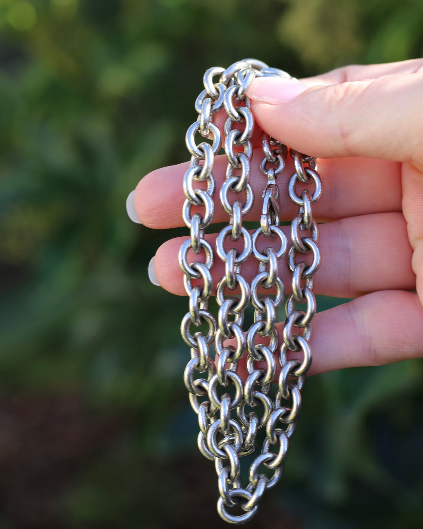 Vintage Chunky Oval Cable Chain with Parrot Clasp, Sterling Silver, 46cm or 18inches, 58.65g