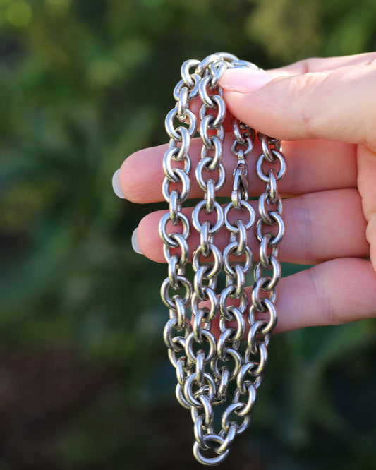 Vintage Chunky Oval Cable Chain with Parrot Clasp, Sterling Silver, 46cm or 18inches, 58.65g