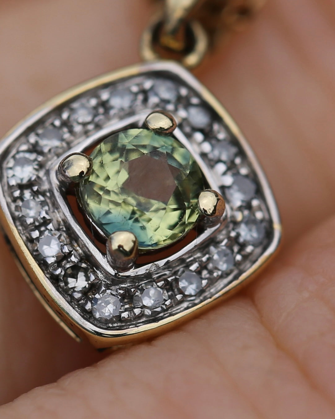 0.45ct Parti and Diamond Pendant, 9ct Yellow and White Gold, 0.9g