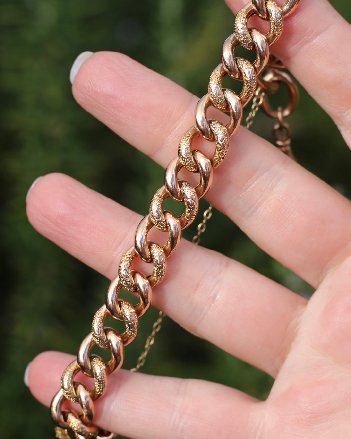 20.5cm Old Rose Gold Semi Hollow Day and Night Bracelet, 9ct Old Rose Gold, 17.29g