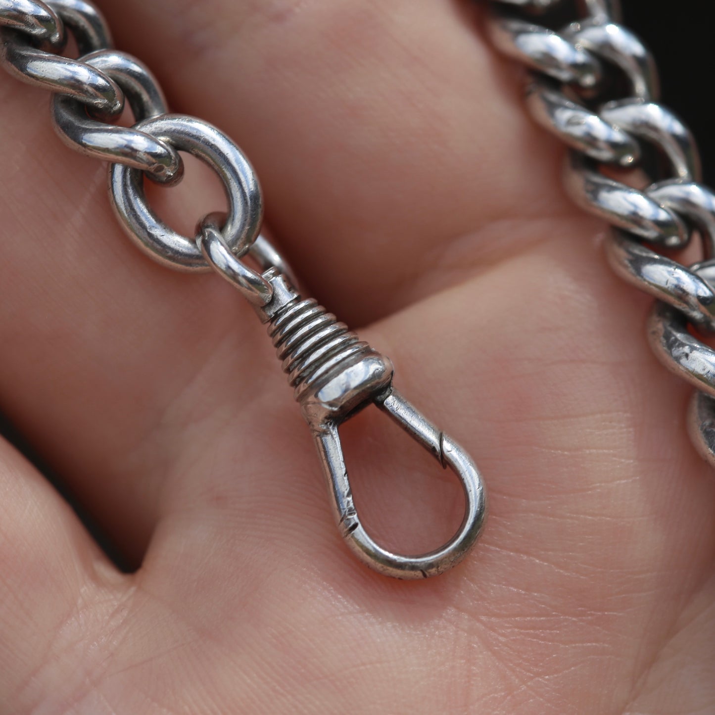 Vintage Silver Graduated Curb Chain Bracelet or Extender, 44.7g, 8 inches or just over 20cm