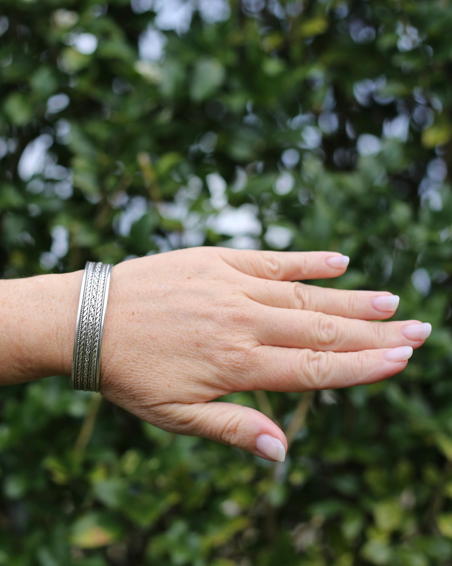 Gorgeous Twisted Rope Sectioned Cuff Bangle, Sterling Silver, sizeable, 31.25g
