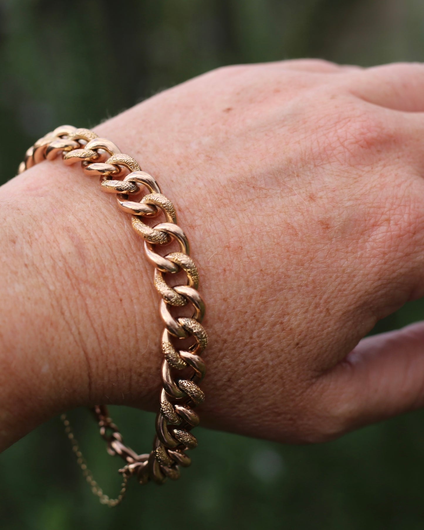 20.5cm Old Rose Gold Semi Hollow Day and Night Bracelet, 9ct Old Rose Gold, 17.29g