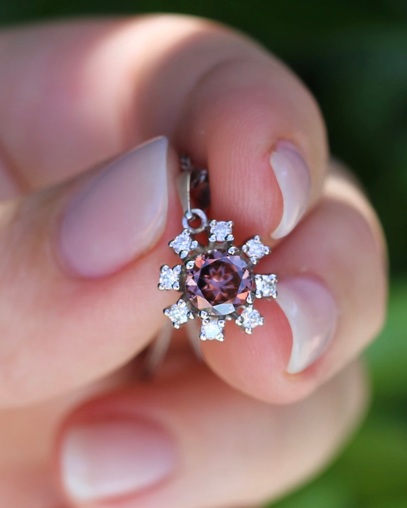 1.53ct Australian Zircon and Diamond Pendant, 14ct White Gold, 1.87g