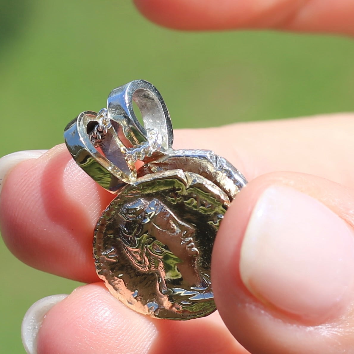 Faustina the Elder Coin Pendant,Cast From a 141-161AD Silver Denarius, avail in  Silver and Gold