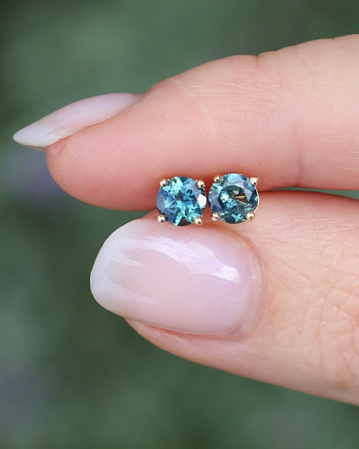 1.2ct Parti Sapphire Studs, 9ct Yellow Gold, 0.76g