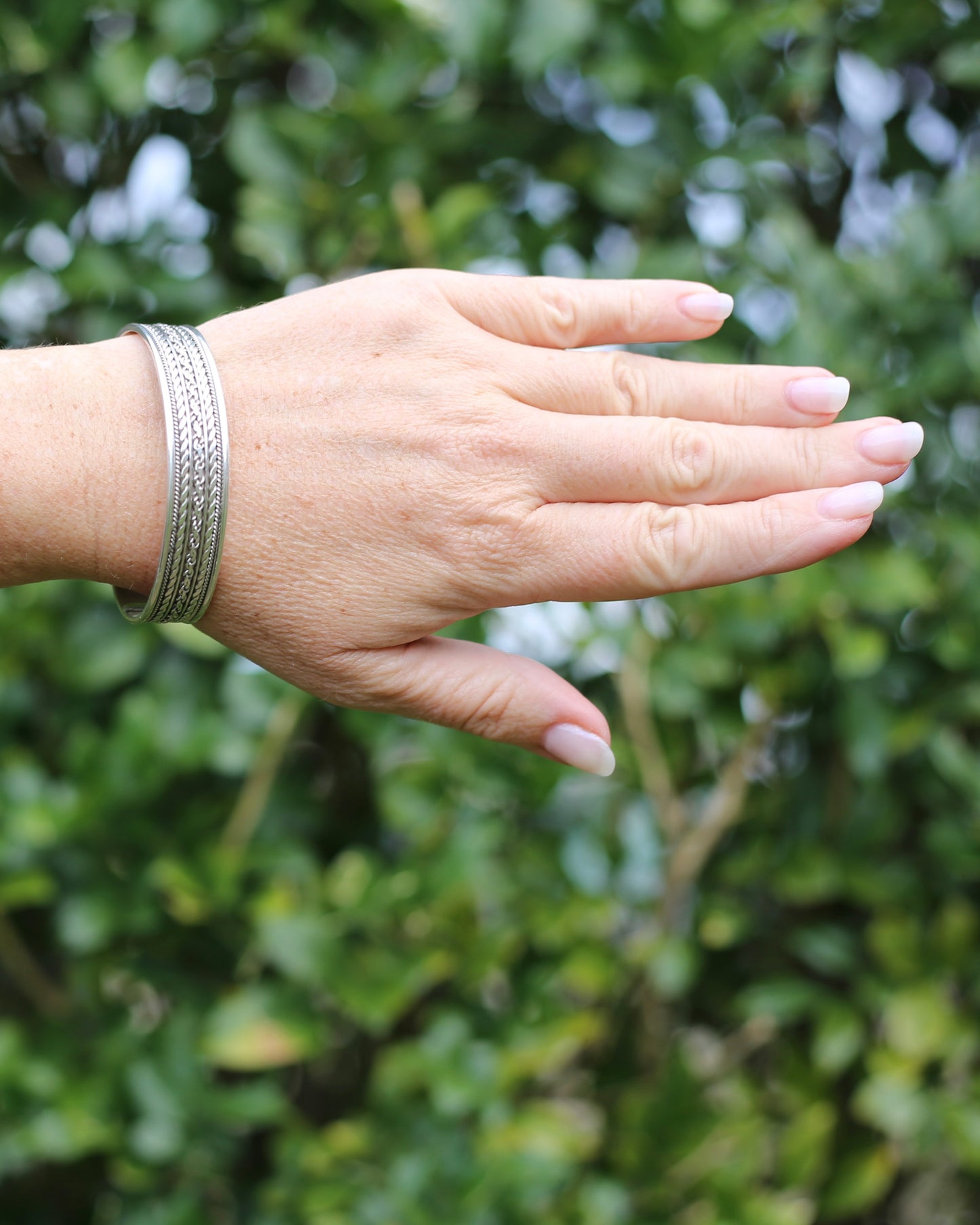 Gorgeous Twisted Rope Sectioned Cuff Bangle, Sterling Silver, sizeable, 31.25g