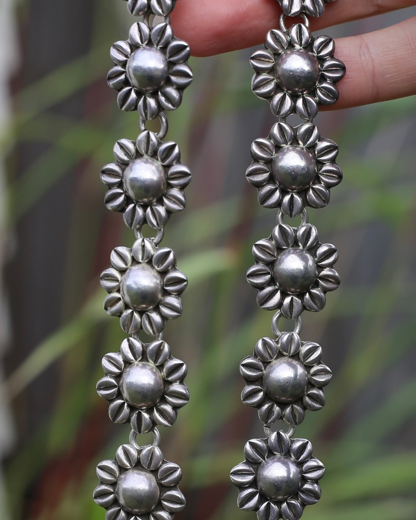 Chunky Vintage Mexican Silver Daisy/ Sunflower Necklace, Sterling Silver, 44cm or 17.25 inches, 98.52g