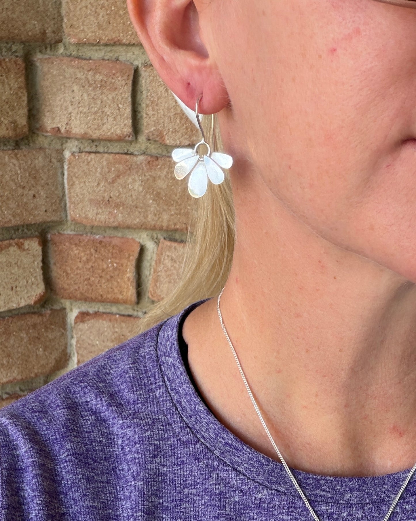Hand Made Floral Inspired Earring Wires, Sterling Silver, 3.83g