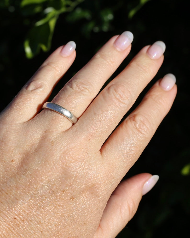 4mm Chunky Half Round Silver Band, Sterling Silver, Size Q or 8.25, 4.5g