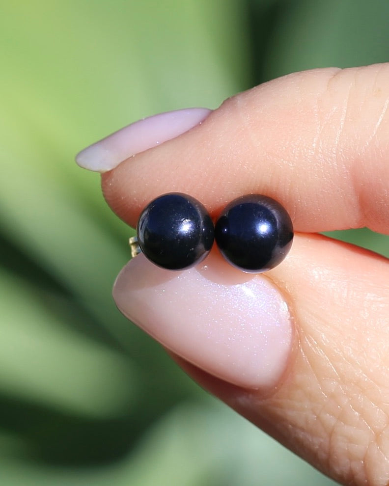 7mm Dyed Freshwater Pearl Studs, 14ct Yellow Gold, 1.38g