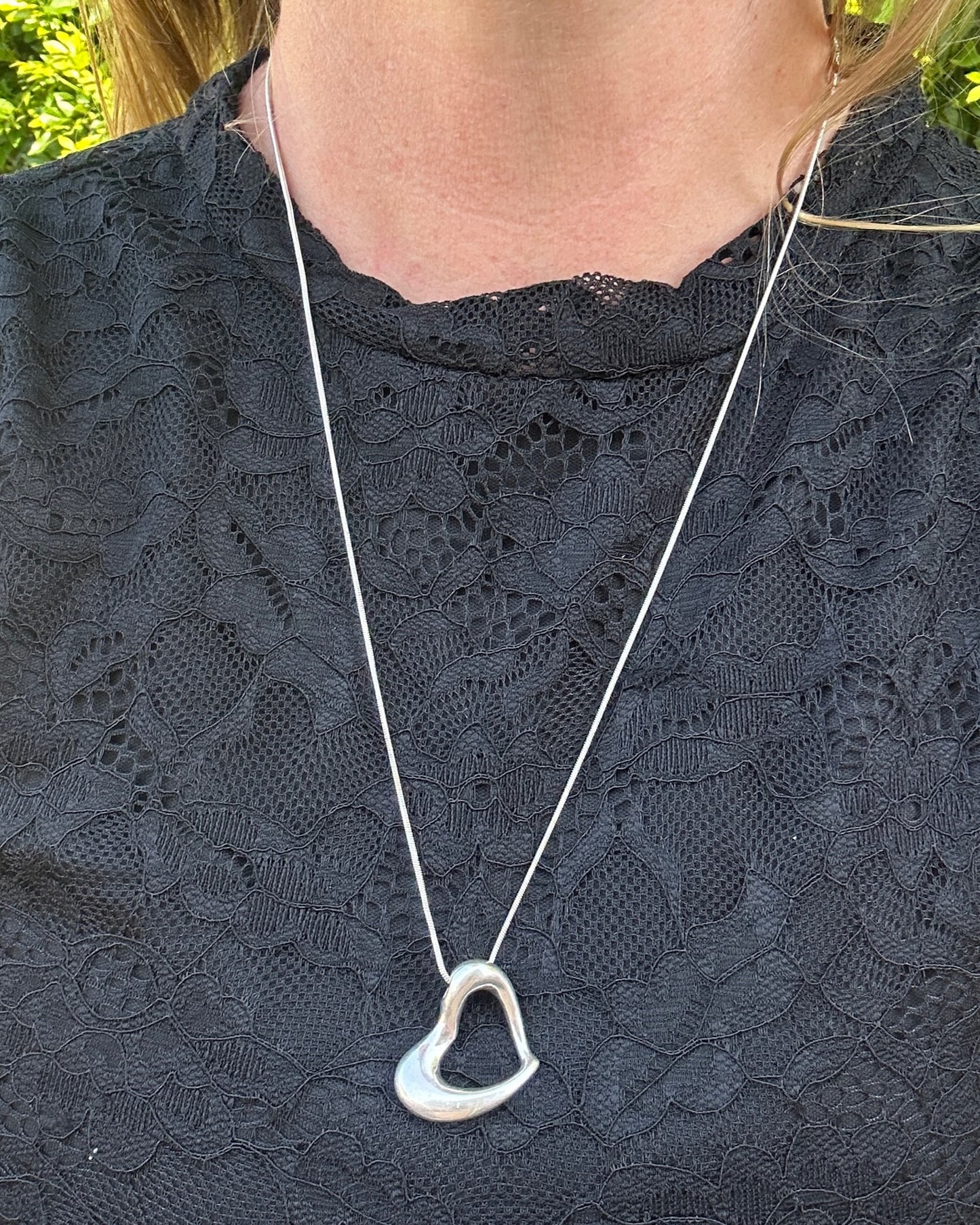 Chunky Heart Slider Pendant on Silver Snake Chain, 16.28g