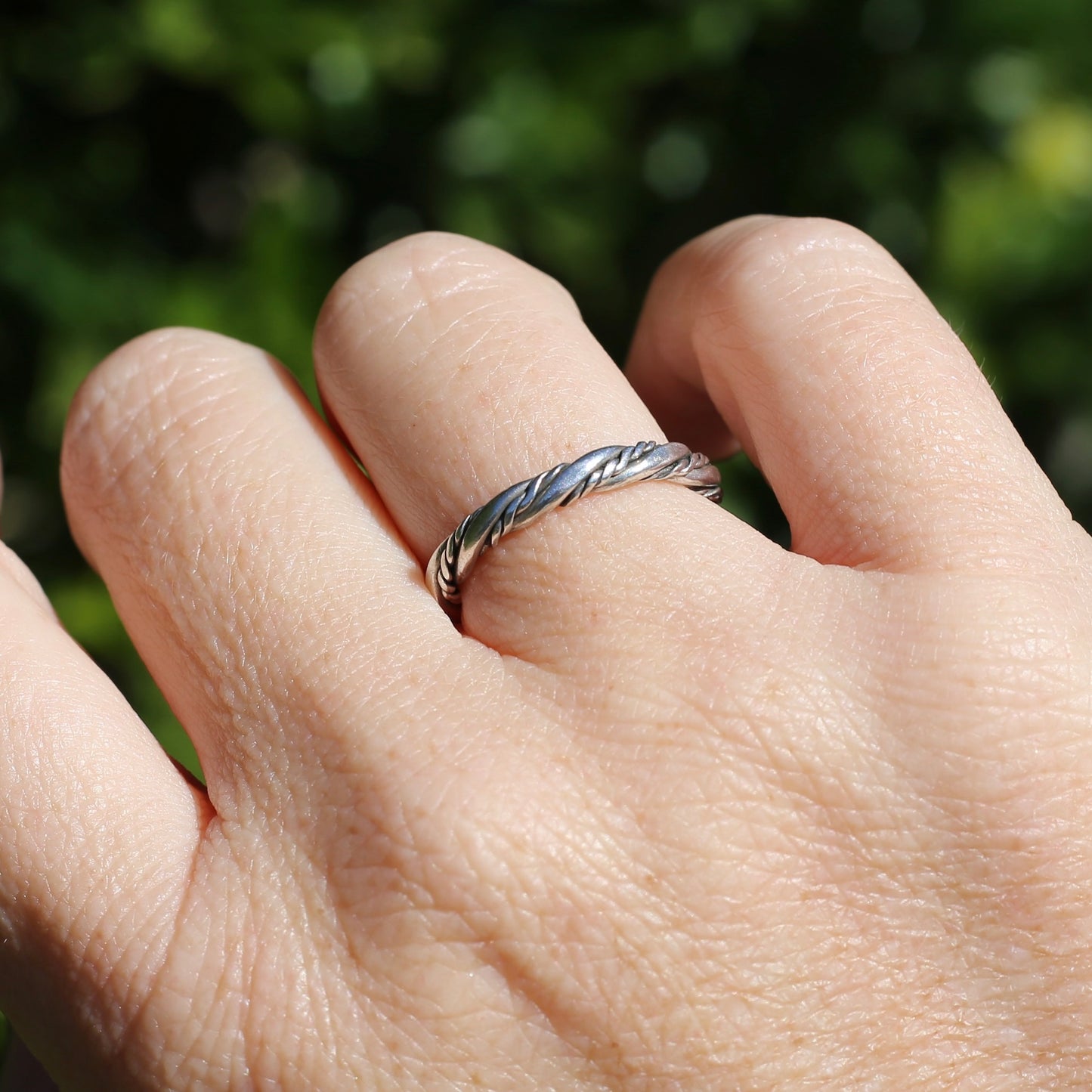 Twisted Rope Ring, Sterling Silver, size O or 7.25