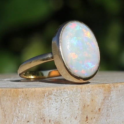 ON HOLD Early Australian Levinson Opal Ring, 18ct Yellow Gold, size N1/2 or 7