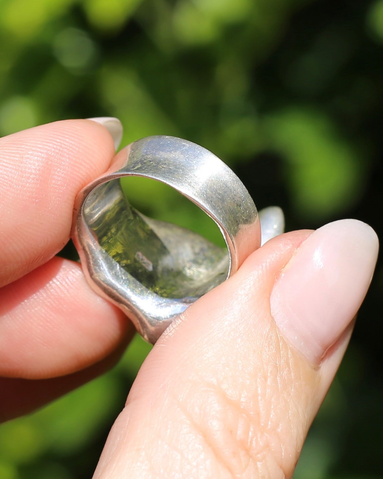 Modernist Silver Ring, size P or 7.5, 9.7g