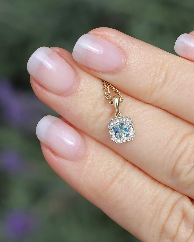 4mm Parti and Diamond Pendant, 9ct Yellow and White Gold, 0.52g