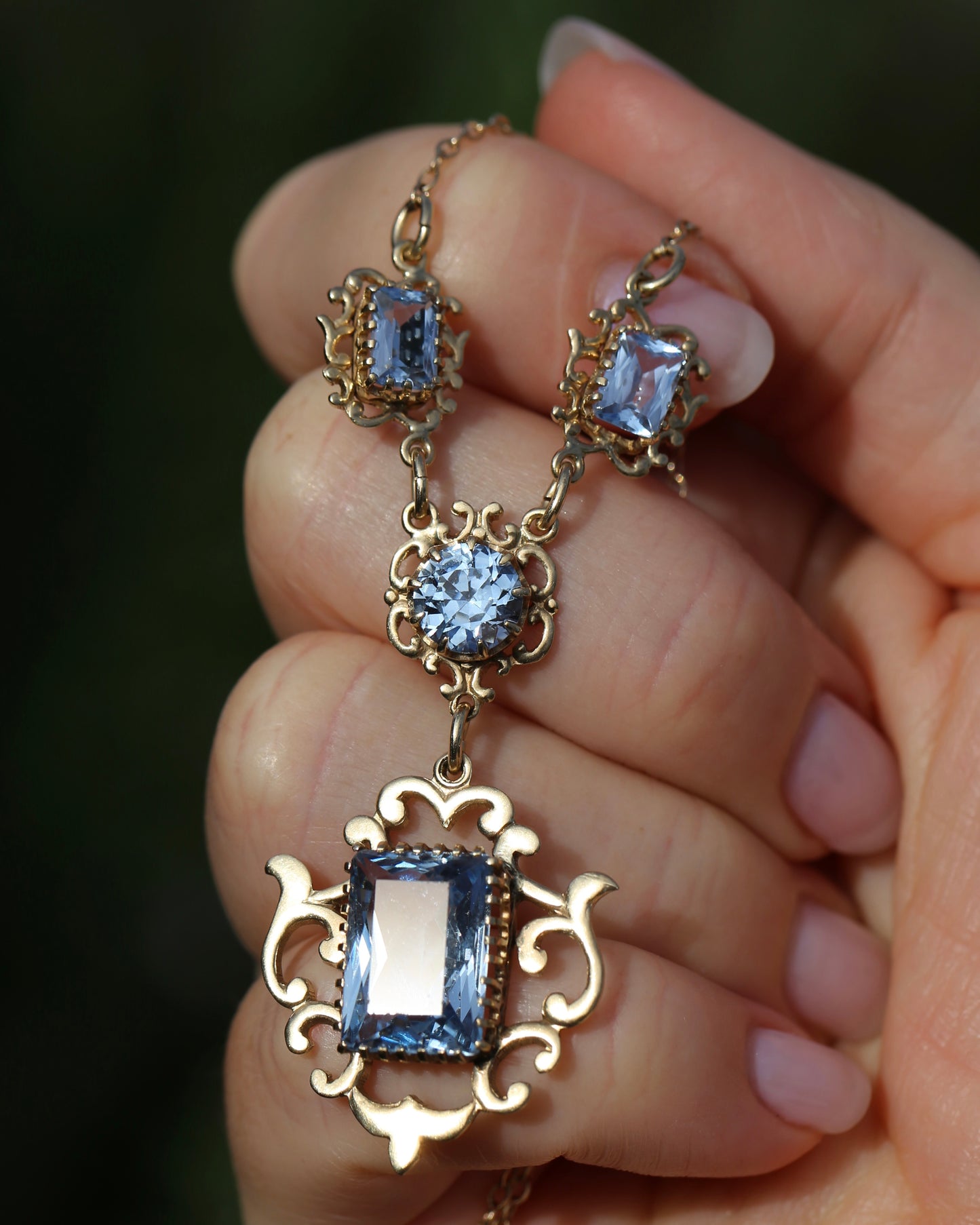 Vinitique Blue Spinel Necklace, 9ct Yellow and Old Rosey Gold, 42cm or 16.5 inches, 9.56g