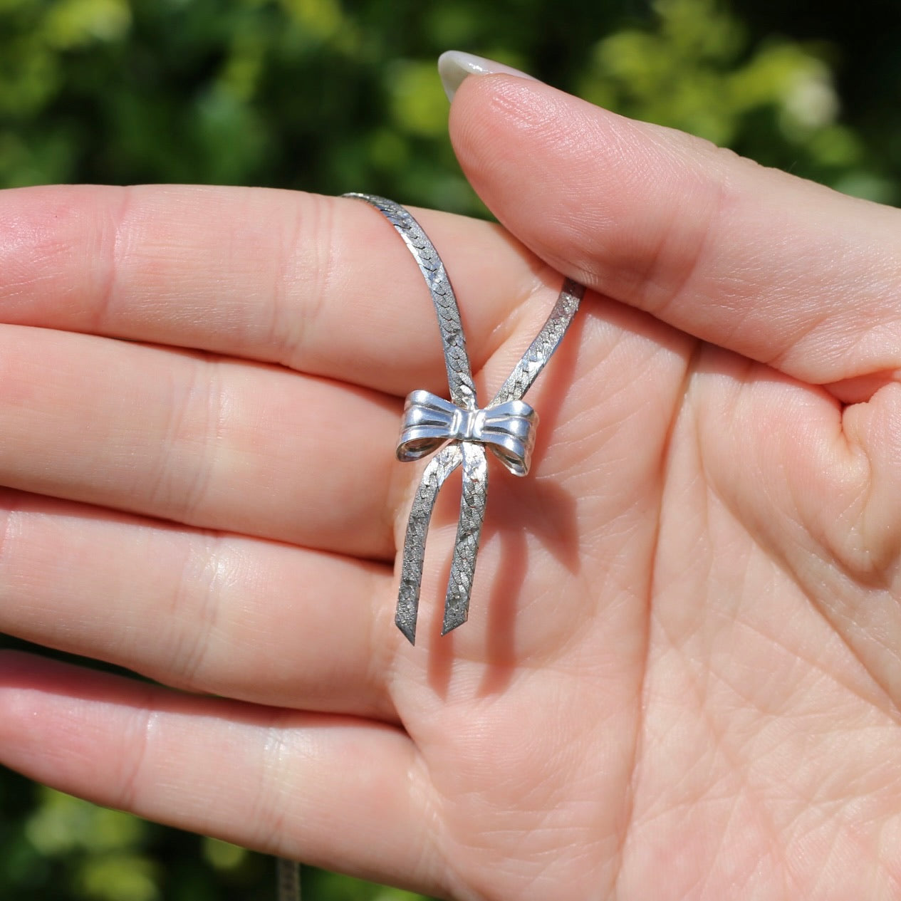 Vintage Bow Serpentine Neckalce and Bracelet, Sterling Silver