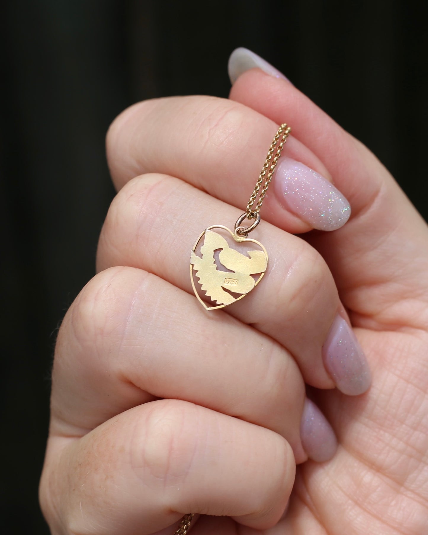 Vintique Scottish "Dinna Forget" Thistle Heart Shaped Pendant, 0.41g