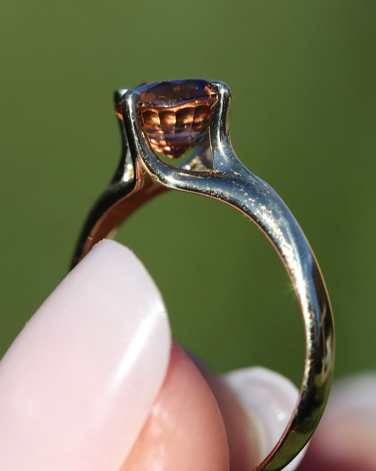 1.4ct Natural Peachy Orange Tourmaline Ring, 9ct Yellow Gold, size N1/2 or 7, 1.51g